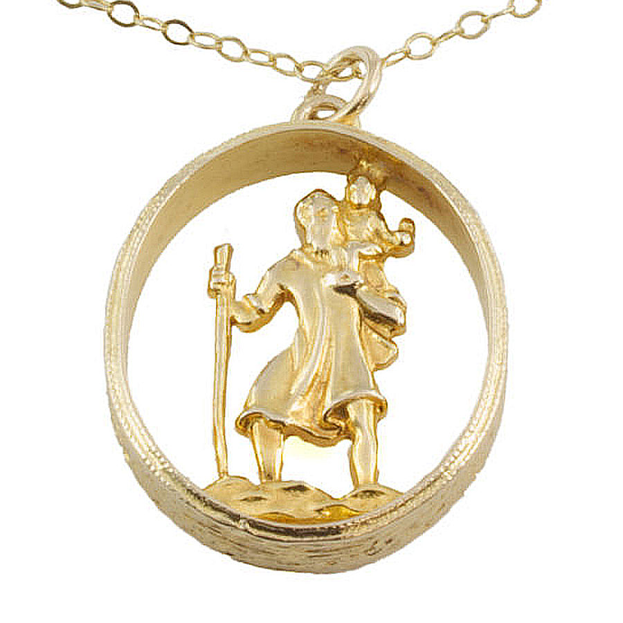9ct gold 4.7g 20 inch St Christopher Pendant with chain